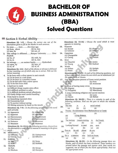 Sc and M. . Bba question papers with solution pdf pu